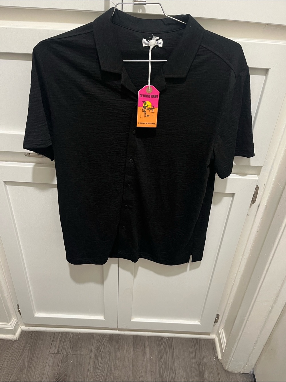 Men's Black Short-Sleeve Button Down Shirt